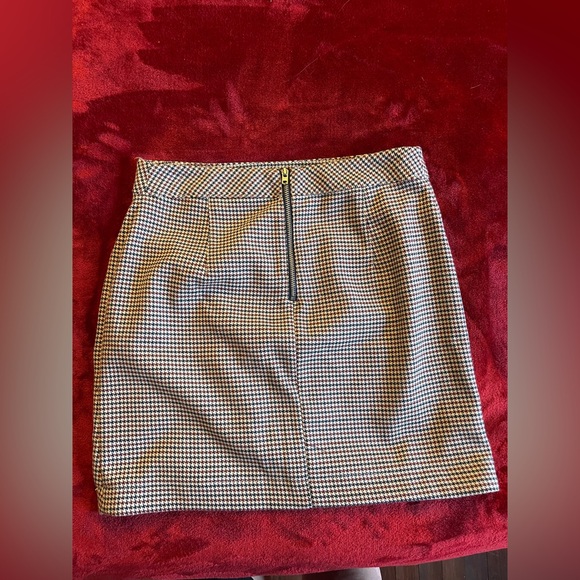 Free People Houndstooth Skirt summer minimalist Brown Size 0 Neutral Soft - Picture 6 of 6